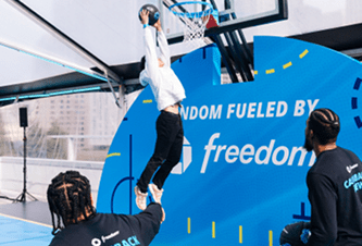 Dunking a basketball